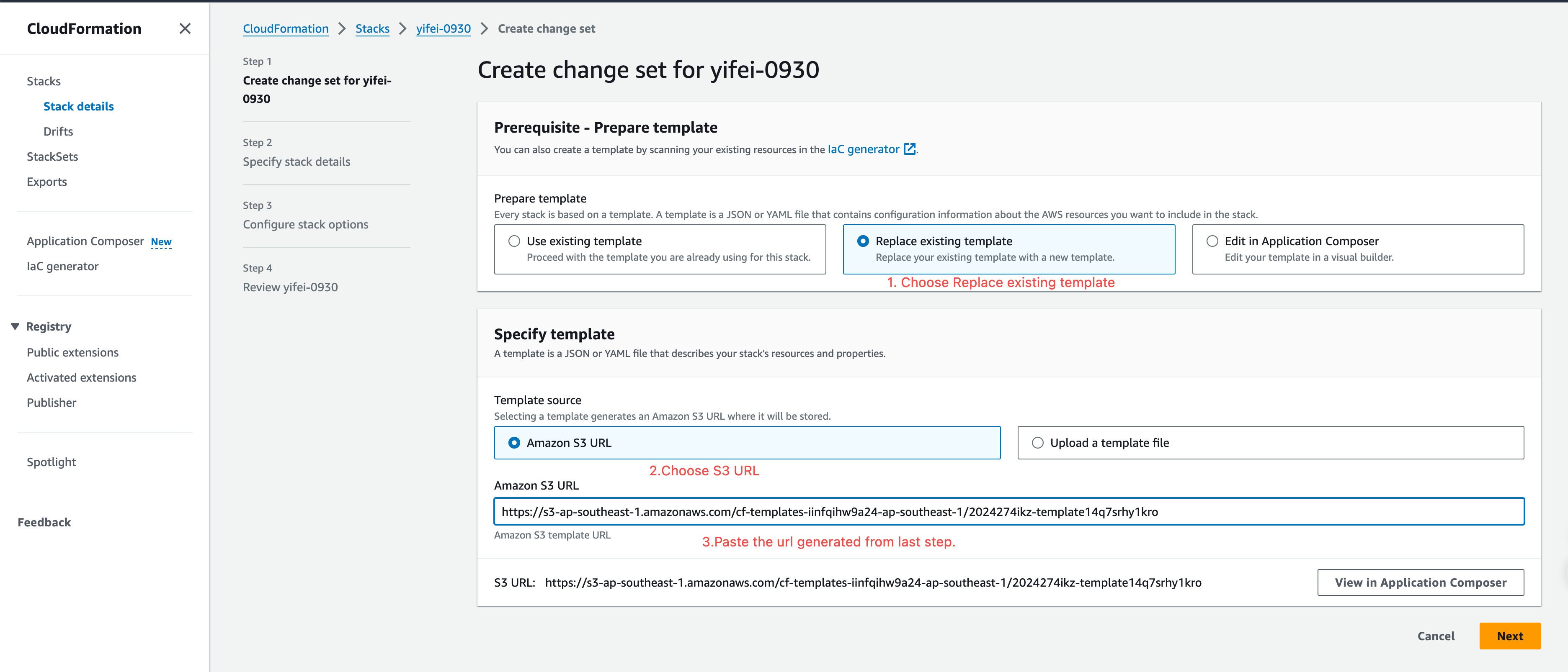 Modify the ImageId version to the desired version. For example, change